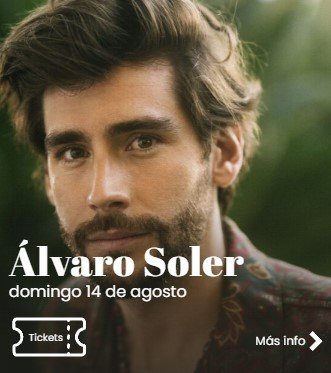 Un cartel de Álvaro Soler muestra a un hombre con barba.
